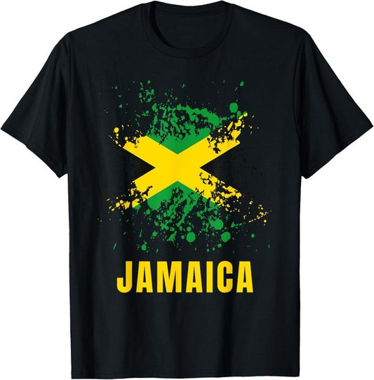 100% Cotton Jamaica Retro Vintage Watercolors Sport Jamaican Flag T-Shirt