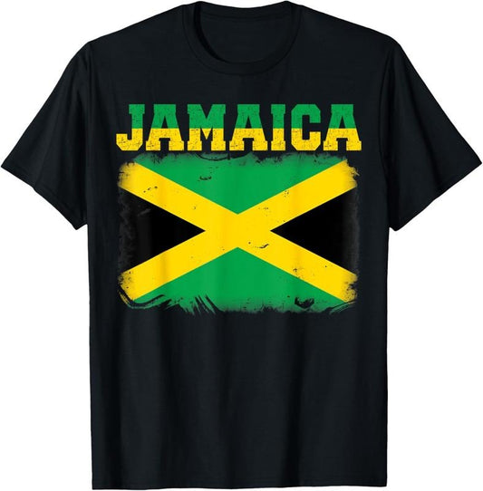 100% Cotton Jamaican Flag vintage Jamaica Souvenir Love Travel Vacation T-Shirt