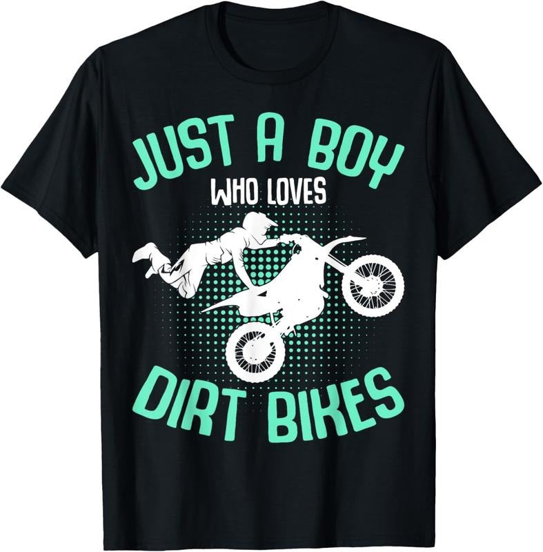 100% Cotton Just a Boy who loves Dirt Bikes Motocross Enduro Dirt Biking T-Shirt