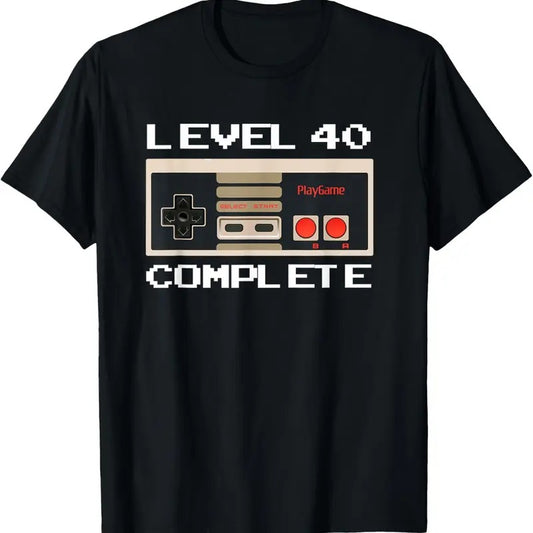 100% Cotton Level 40 Complete Gamer Vintage 40th Birthday Gaming T-Shirt