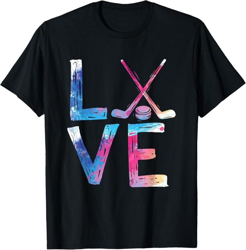 100% Cotton Love Ice Hockey Girls Hockey Gifts Womens Ice Hockey T-Shirt