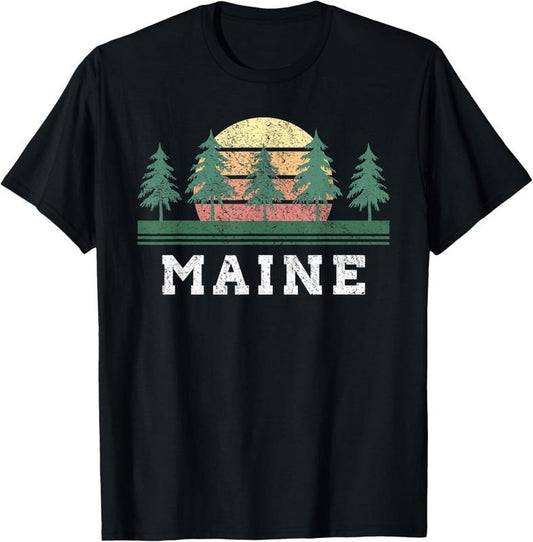 100% Cotton Maine Retro Vintage Gift Men Women  T-Shirt