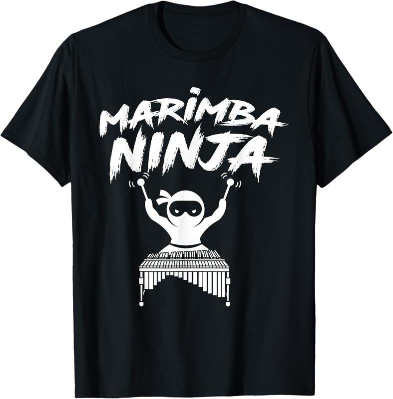 100% Cotton Marimba Ninja Funny Marching Band Percussion Gift Men Boys T-Shirt