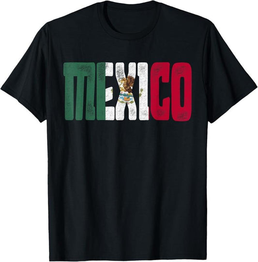 100% Cotton Mexican Flag Pride Mexico Vintage Design T-Shirt