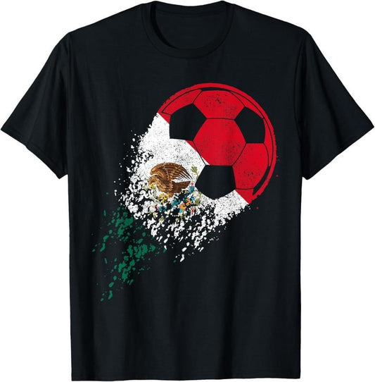 100% Cotton Mexico Football Player Mexican Flag T-Shirt