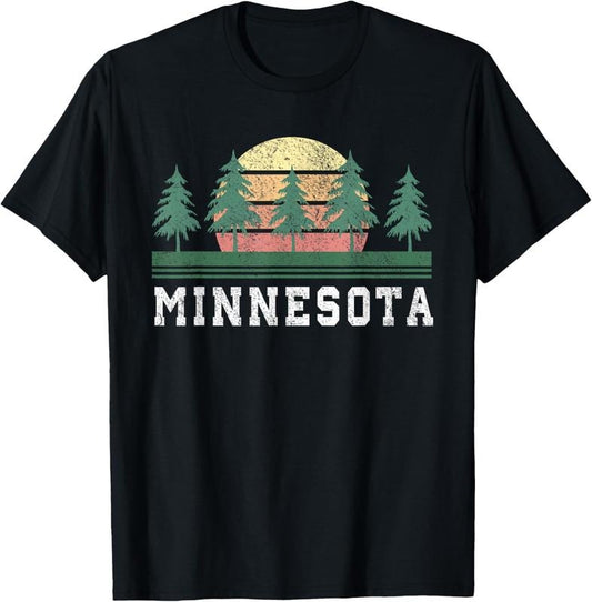 100% Cotton Minnesota MN Retro Vintage Gift Men Women  T-Shirt