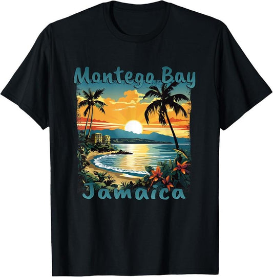 100% Cotton Montego Bay Jamaica Holiday Vacation Design T-Shirt