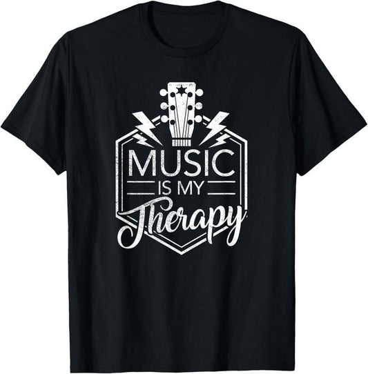 100% Cotton Music is my Therapy T-Shirt - Guitar Rock Music Gift T-Shirt