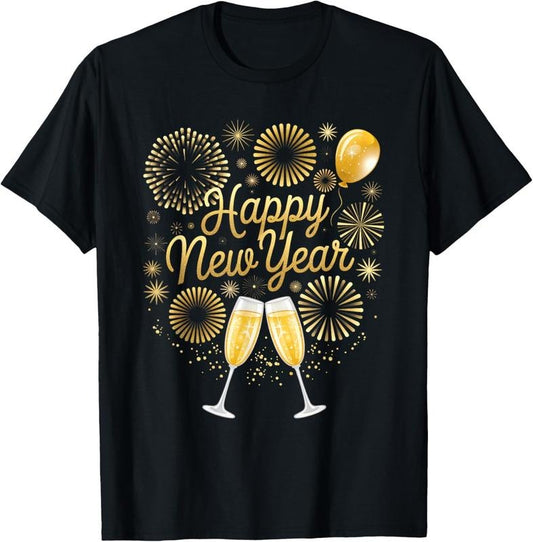 100% Cotton New Years Eve Party Supplies NYE Matching Happy New Year T-Shirt