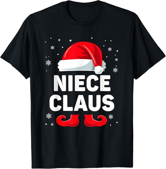 100% Cotton Niece Claus Christmas Matching Family Group Funny Xmas T-Shirt