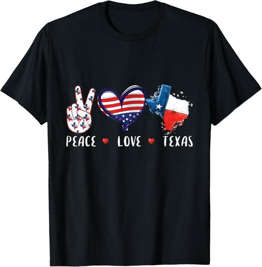 100% Cotton Peace love Texas flag grown Souvenirs for men women  T-Shirt