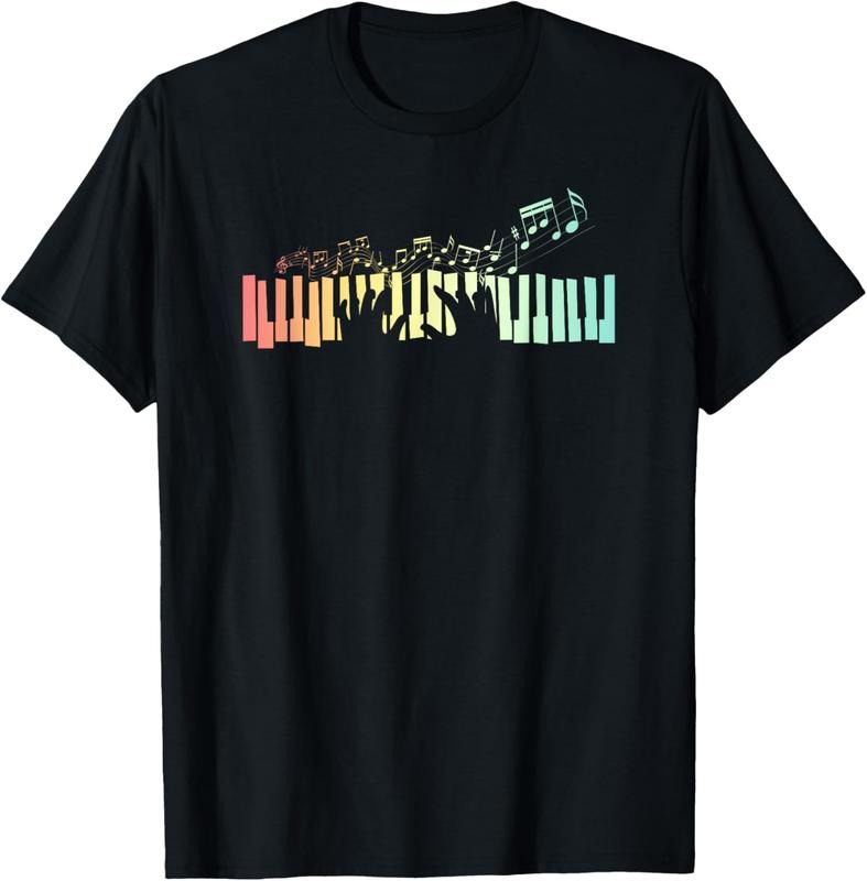 100% Cotton Pianist Gift Idea Keyboards Music Notes Piano T-Shirt
