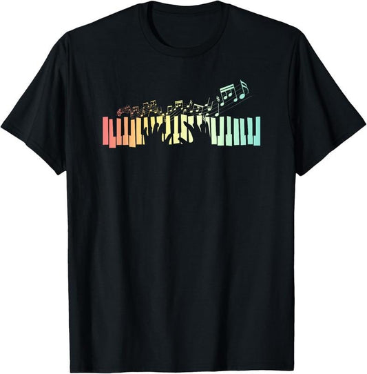 100% Cotton Pianist Gift Idea Keyboards Music Notes Piano T-Shirt