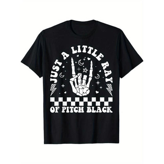 100% Cotton Pitch Black Goth Halloween Gothic Witch T-Shirt, S-XXXL, Gift for Men Women Dad Mom Friends, Just A Little Ray Of, Black made in usa