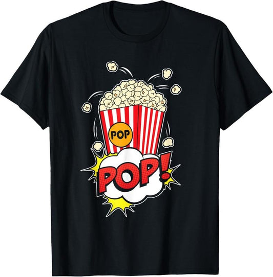 100% Cotton Popcorn Vintage Retro Funny Popcorn Lovers Gift T-Shirt