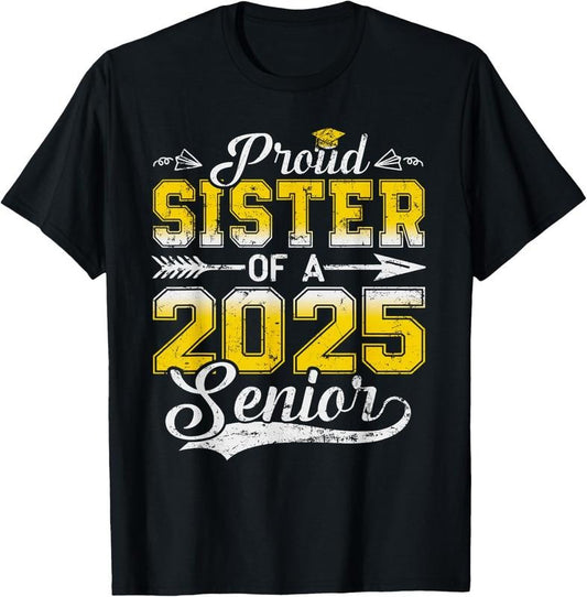 100% Cotton Proud Mom of a 2025 Senior Graduate, Funny Vintage T-Shirt