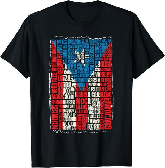 100% Cotton Puerto Rican Flag Puerto Rico Towns And Cities Retro Vintage T-Shirt