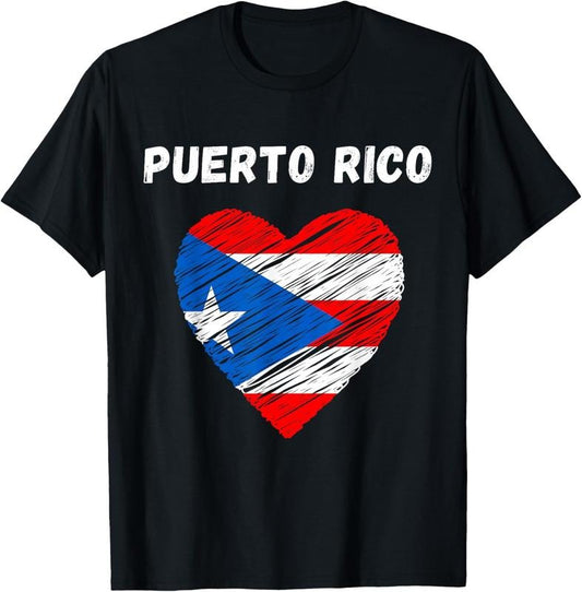 100% Cotton Puerto Rico Flag Holiday Puerto Rico Heart Puerto Rican Flag T-Shirt