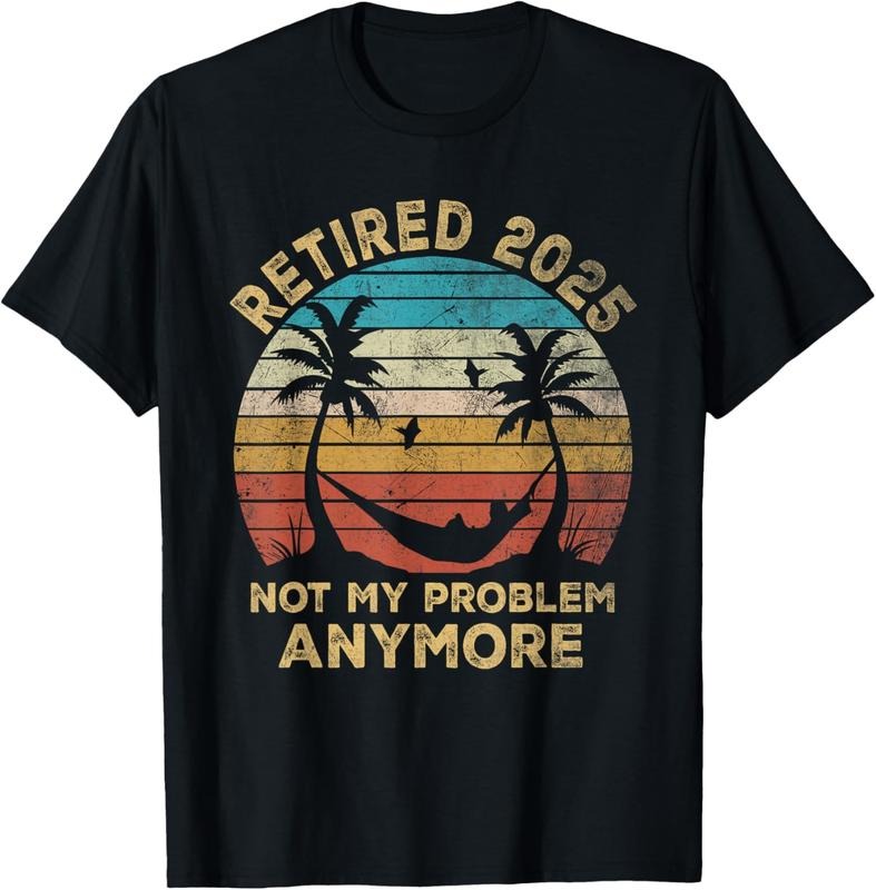 100% Cotton Retired 2025 Funny Vintage Retirement Humor Gifts Men Women T-Shirt