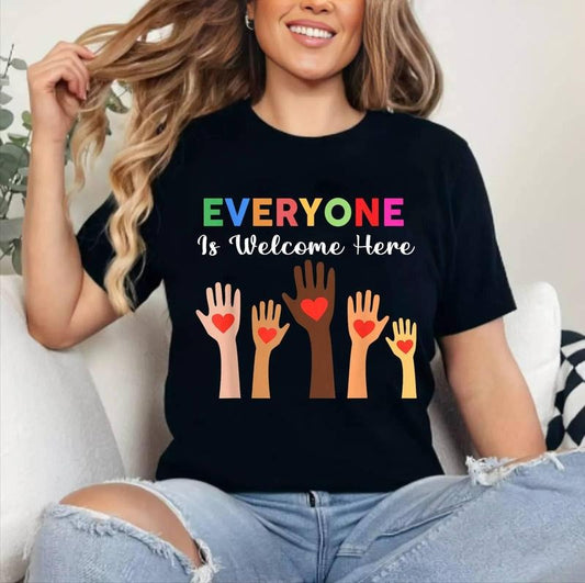 [100% Cotton Shirt] Everyone Is Welcome Here Idaho Teacher Unisex T-Shirt