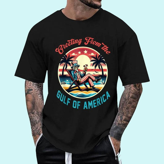 [100% Cotton Shirt] Greeting From The Gulf Of Usa America Trump Patriotic Gulf Unisex T-Shirt