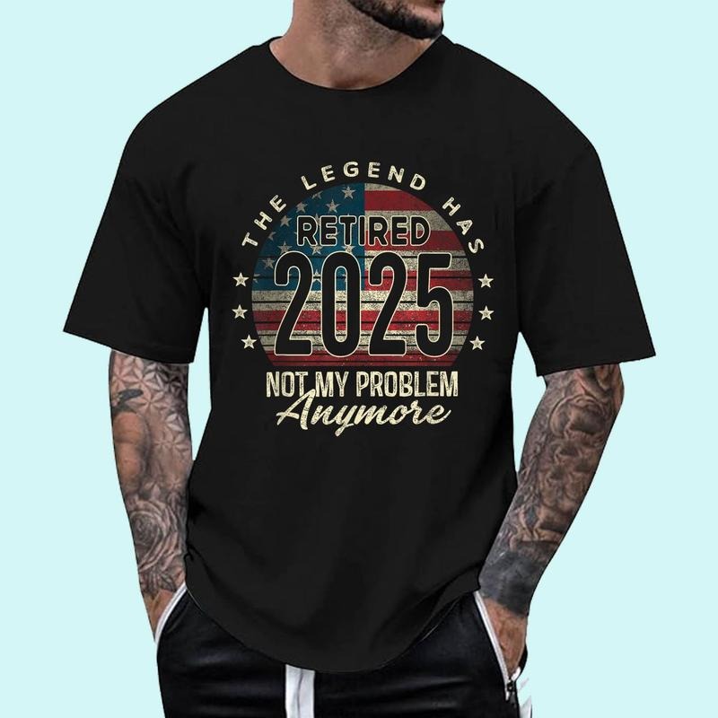 [100% Cotton Shirt] Retirement 2025 Retired Not My Problem Anymore USA Flag Dad Unisex T-Shirt