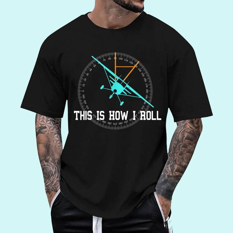 [100% Cotton Shirt] This Is How We Roll Pilot Shirt Funny Airplane Aircraft Tees Unisex T-Shirt