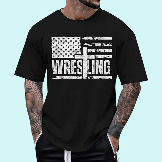 [100% Cotton Shirt] Wrestling patriotic american flag, Christian and Jesus lover Unisex T-Shirt
