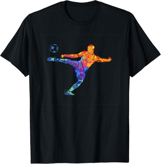 100% Cotton Soccer Athlete Sports Graphic Drawing T-Shirt