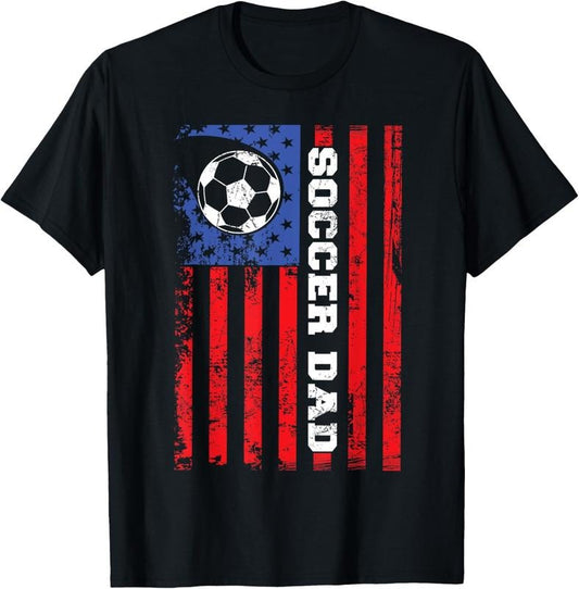 100% Cotton Soccer Dad USA flag All American Fathers T-Shirt
