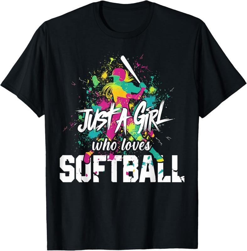 100% Cotton Softball Mom Just a Girl Who Loves Softball T-Shirt