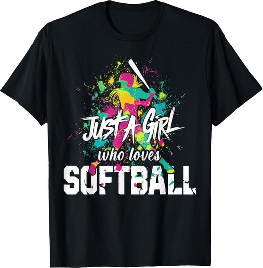100% Cotton Softball Mom Just a Girl Who Loves Softball T-Shirt