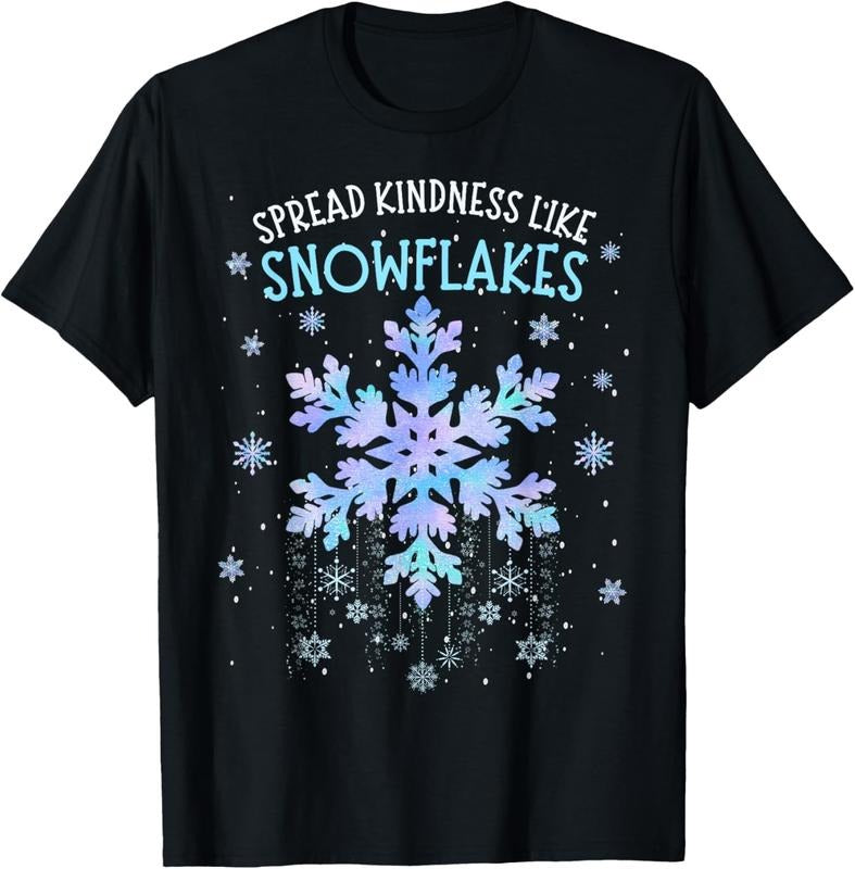 100% Cotton Spread Kindness Like Snowflakes Christmas Teacher Unity Day T-Shirt