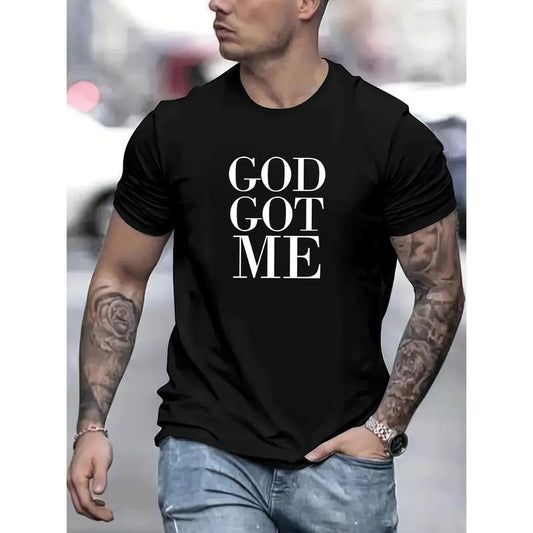 100% Cotton T-Shirt, God Gave Me Men's Graphic Sports T-Shirt - Soft Crew Neck, Breathable Sports Short Sleeves, Ultra Comfortable Summer Wear, Bold Statement Print, Everyday Versatile Made in USA