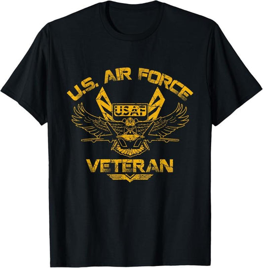 100% Cotton U.S. Air Force Veteran Vintage Military US Flag Veterans Day T-Shirt