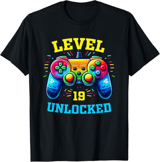 100% Cotton Vintage 19th Birthday Gamer 19 Year Old Gifts 19th Birthday T-Shirt
