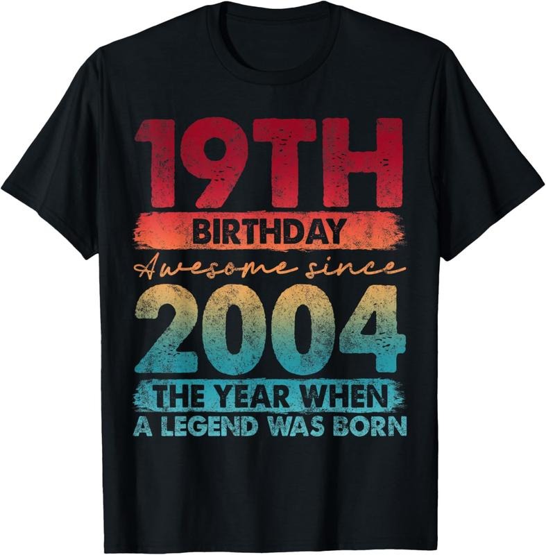 100% Cotton Vintage 2004 19 Year Old Gifts Limited Edition 19th Birthday T-Shirt