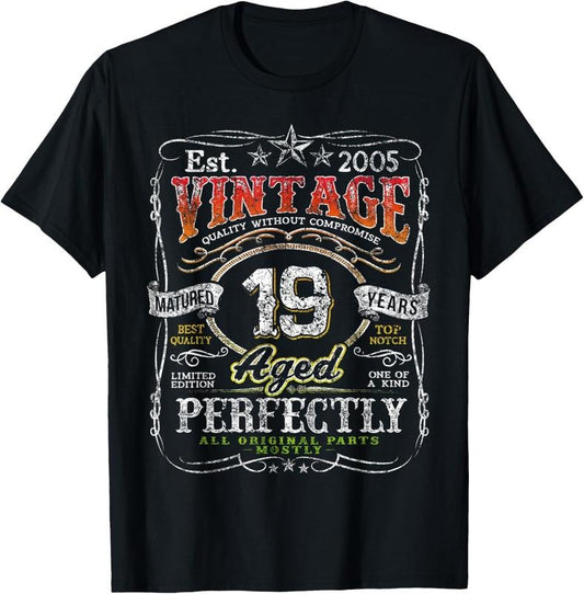 100% Cotton Vintage 2005 Limited Edition 19 year old Gifts 19th Birthday T-Shirt