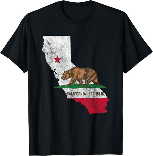 100% Cotton Vintage California Republic Flag CA USA State Patriot T-Shirt
