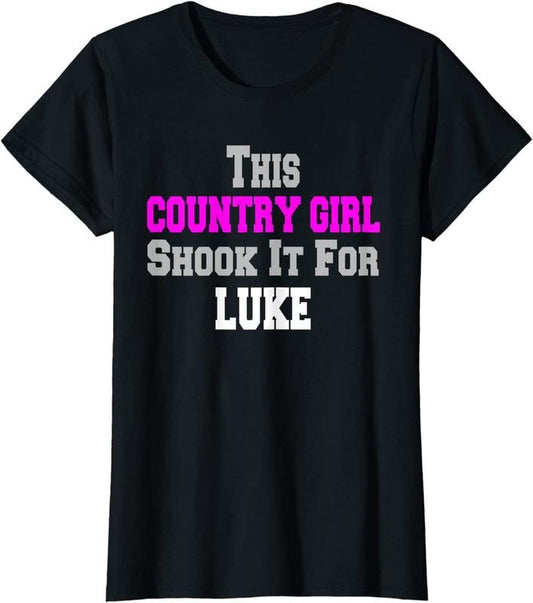 [100% Cotton]Vivay TShirts for Women Country Girl Shook It For Luke Fun Music T-Shirt