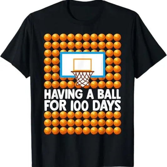 100 Day of School Shirt, 100 Days Of School Basketball 100th Day Balls For Boys T-Shirt - Casual Basic Smooth