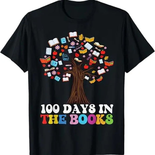100 Day of School Shirt, 100 Days in the Books Reading Teacher 100th Day of School Funny T-Shirt - Casual Basic Smooth