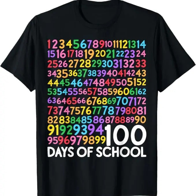 100 Day of School Shirt, 100th Day of School Teacher 100 Days Math Numbers Funny T-Shirt - Casual Basic Smooth