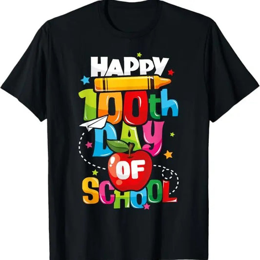 100 Day of School Shirt, 100th Day of School Teachers Happy 100 Days Funny T-Shirt - Casual Basic Smooth