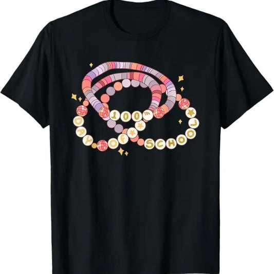 100 Day of School Shirt, Little Girl 100 Days Of School Friendship Bracelet Funny T-Shirt - Casual Basic Smooth