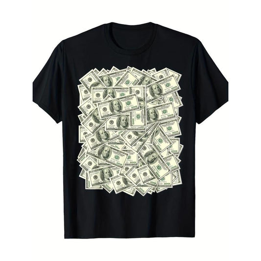 100 Dollar Bills, Funny Money. 7.76 oz, 100% Cotton T-shirt. made in usa