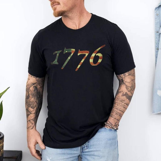 1776 Declaration of Independence US Flag T-Shirt | Unisex Cotton Tee, Short Sleeve, Size S-3XL