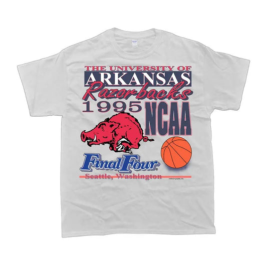 1995 NCAA Final-Four Arkansas Razorbacks Official T-Shirt, Sport Tee Classic Cotton Menswear Top