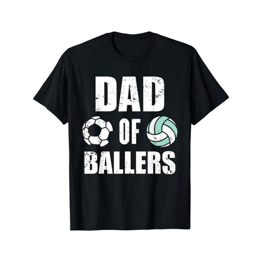 '1pc Men'S Casual Cotton T-Shirt with "Dad of Ballers" Print- Crew Neck, Loose Fit, Slight Stretch, All-Season Knit Fabric Tee for Sports Parents made in usa