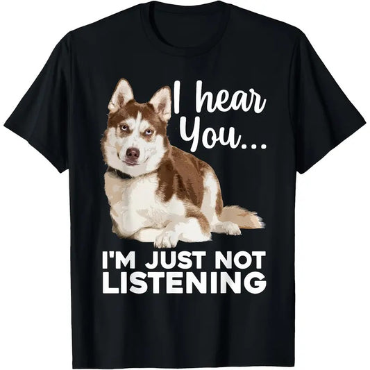 1pc Siberian Husky Dog Humor Men'S T-Shirt, 100% Cotton Short Sleeve Crew Neck, Cartoon Print Knit Tee for Pet Lovers made in usa